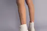 Ботинки женские кожаные бежевого цвета на шнурках на байке Фото 5