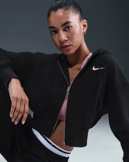 Толстовка Nike W NSW PHNX FLC CROP FZ HDY HV2426-010 фото 3 — интернет-магазин Tapok