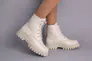 Ботинки женские кожаные бежевого цвета на шнурках зимние Фото 7