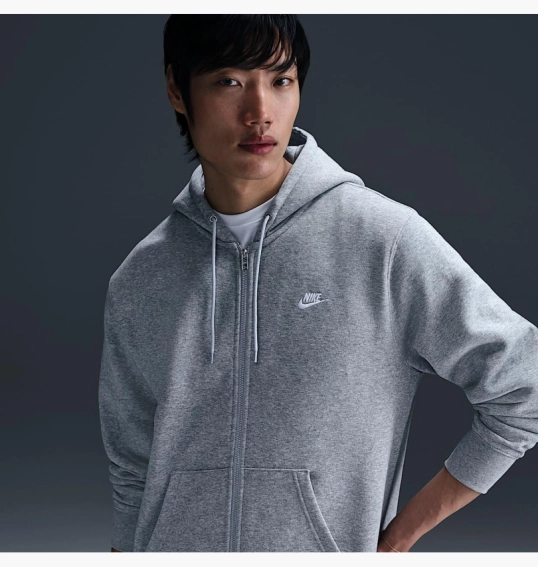 Толстовка чоловіча Nike Club Fleece Grey FN3861-063 фото 2 — інтернет-магазин Tapok
