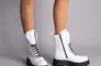 Ботинки женские кожаные белые на шнурках и с замком демисезонные Фото 3