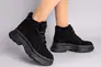 Ботинки женские замшевые черные на шнурках на толстой подошве зимние Фото 1