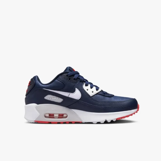 Кросівки дитячі Nike Air Max 90 Leather Obsidian Track Red Blue DV3607-400 фото 3 — інтернет-магазин Tapok