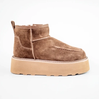 Угги жіночі замшеві хутро 593375 Коричневі