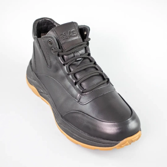 Ботинки мужские кожаные на меху 593012 Черные фото 2 — интернет-магазин Tapok