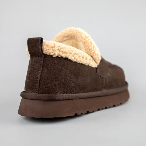 Лофери жіночі замшеві на хутрі 593382 Коричневі фото 6 — інтернет-магазин Tapok