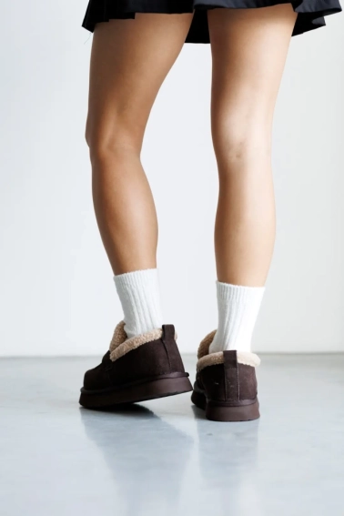 Лофери жіночі замшеві на хутрі 593382 Коричневі фото 12 — інтернет-магазин Tapok