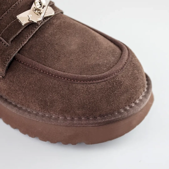 Лофери жіночі замшеві на хутрі 593383 Коричневі фото 10 — інтернет-магазин Tapok