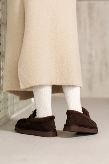 Лофери жіночі замшеві на хутрі 593383 Коричневі фото 16 — інтернет-магазин Tapok