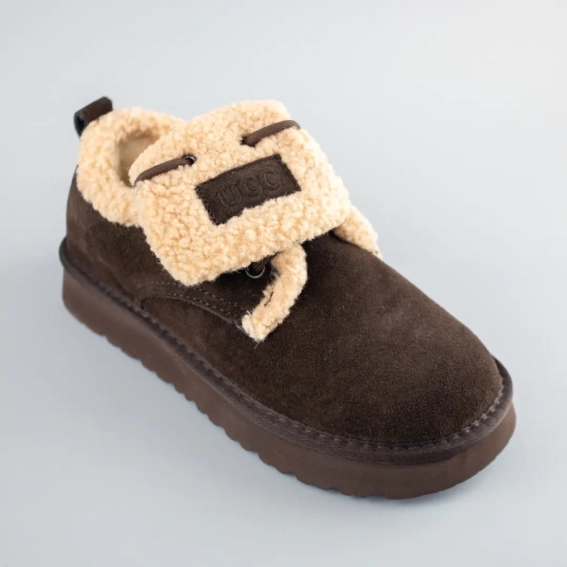 Угги жіночі замшеві низькі на хутрі 593401 Коричневі фото 2 — інтернет-магазин Tapok