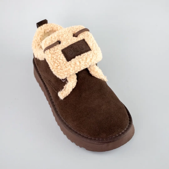 Угги жіночі замшеві низькі на хутрі 593401 Коричневі фото 9 — інтернет-магазин Tapok