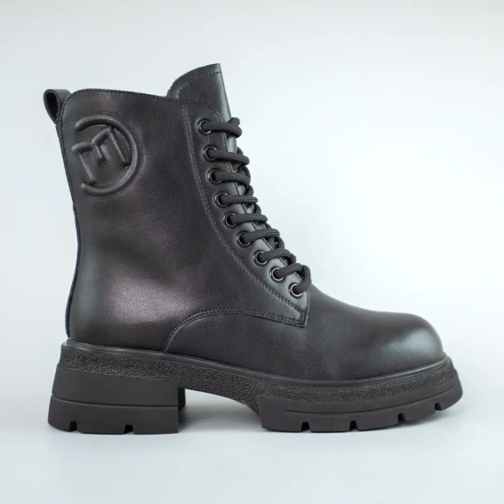 Черевики шкіряні хутро 593411 Чорні фото 1 — інтернет-магазин Tapok