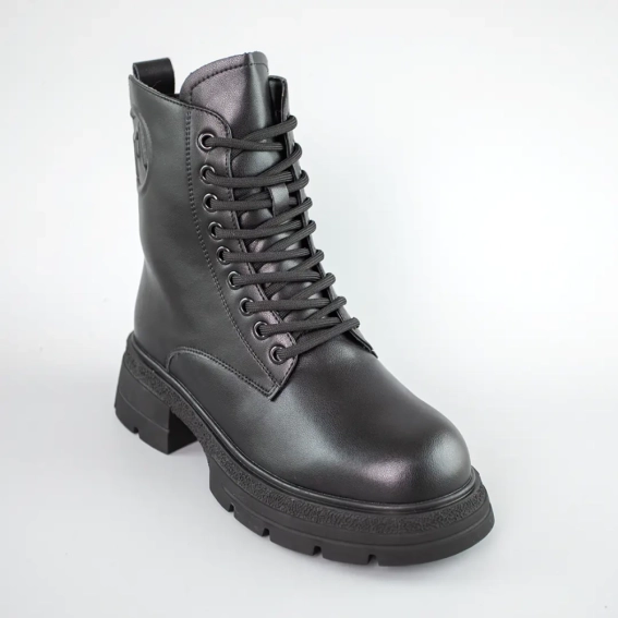 Черевики шкіряні хутро 593411 Чорні фото 2 — інтернет-магазин Tapok