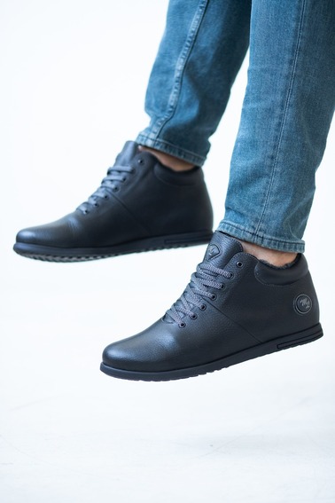 Мужские ботинки кожаные зимние черные Milord Olimp Низкие фото 5 — интернет-магазин Tapok