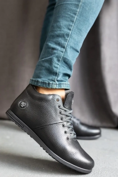 Мужские ботинки кожаные зимние черные Milord Olimp Низкие фото 1 — интернет-магазин Tapok