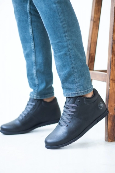 Мужские ботинки кожаные зимние черные Milord Olimp Низкие фото 4 — интернет-магазин Tapok