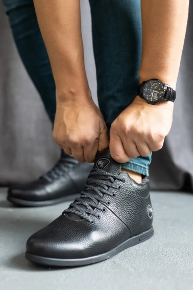 Мужские ботинки кожаные зимние черные Milord Olimp Низкие фото 7 — интернет-магазин Tapok