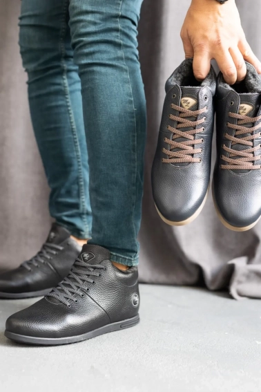 Мужские ботинки кожаные зимние черные Milord Olimp Низкие фото 9 — интернет-магазин Tapok
