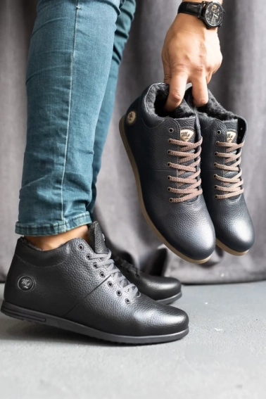 Мужские ботинки кожаные зимние черные Milord Olimp Низкие фото 10 — интернет-магазин Tapok