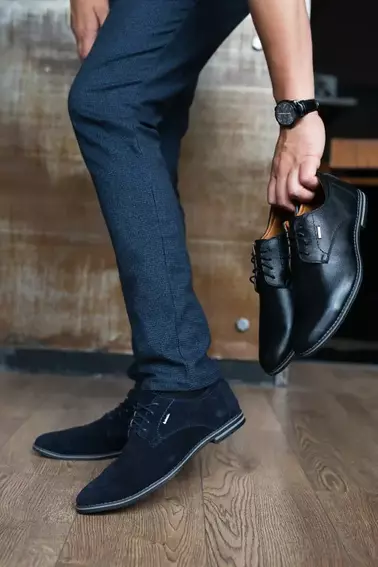 Мужские туфли кожаные весна/осень черные Yuves М5 (Trade Mark) фото 2 — интернет-магазин Tapok