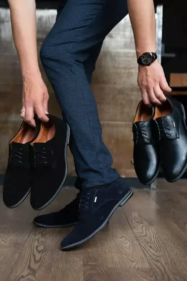 Мужские туфли кожаные весна/осень черные Yuves М5 (Trade Mark) фото 3 — интернет-магазин Tapok
