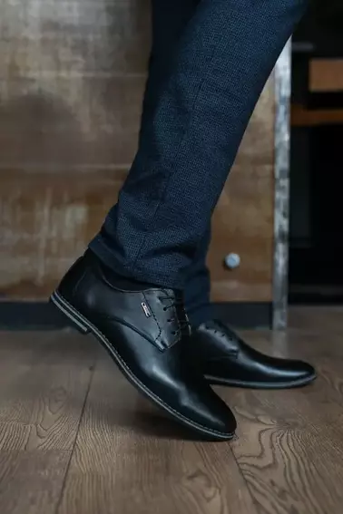 Мужские туфли кожаные весна/осень черные Yuves М5 (Trade Mark) фото 4 — интернет-магазин Tapok