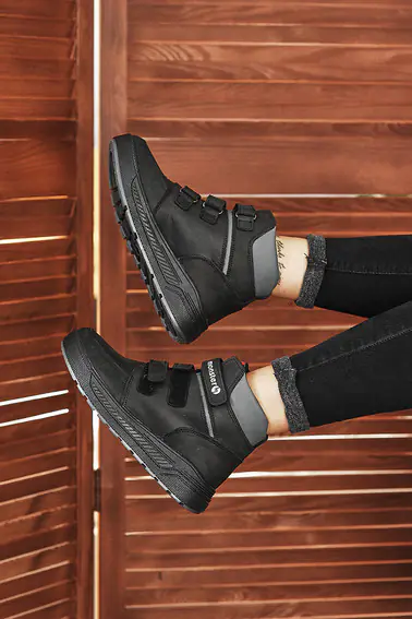 Подростковые ботинки кожаные зимние черные Monster Fil фото 5 — интернет-магазин Tapok
