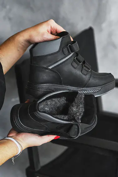 Подростковые ботинки кожаные зимние черные Monster Fil фото 10 — интернет-магазин Tapok