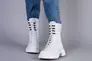 Ботинки женские кожаные белые на шнурках и с замком на байке Фото 3