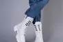 Ботинки женские кожаные белые на шнурках и с замком на байке Фото 4