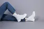 Ботинки женские кожаные белые на шнурках и с замком на байке Фото 9