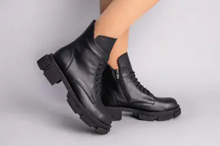 Ботинки женские кожаные черные демисезонные