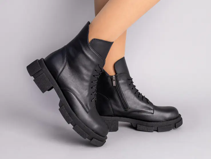 Ботинки женские кожаные черные демисезонные фото 8 — интернет-магазин Tapok