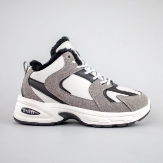 Кроссовки женские кожаные на меху 593448 Серые