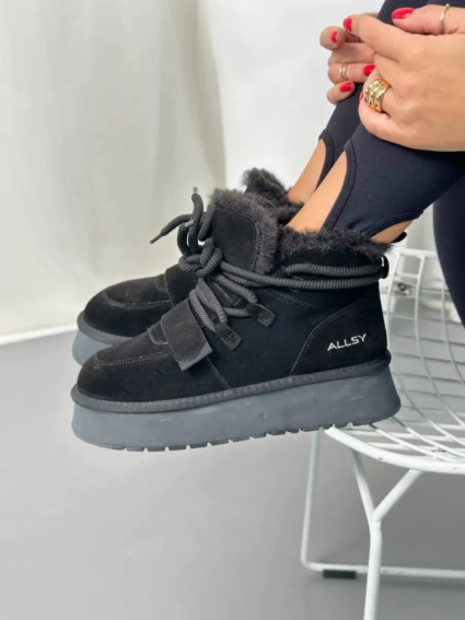 Угги женские замшевые черного цвета фото 2 — интернет-магазин Tapok