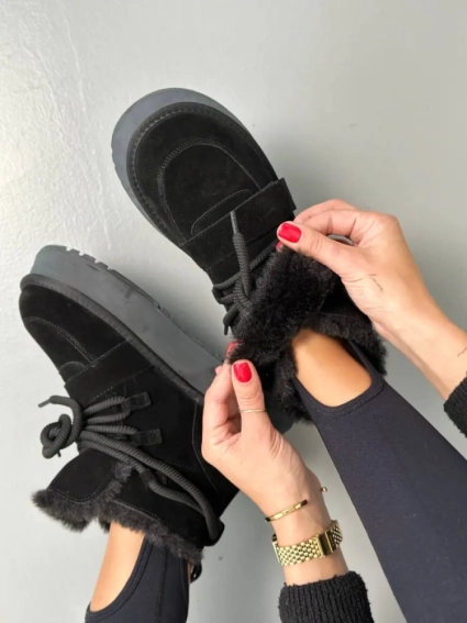 Угги женские замшевые черного цвета фото 5 — интернет-магазин Tapok