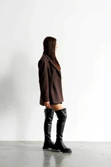 Сапоги - ботфорты женские утепленные байка мех 593409 Черные фото 11 — интернет-магазин Tapok