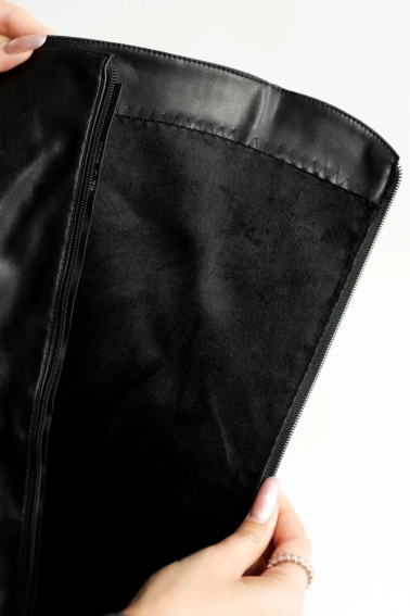 Сапоги - ботфорты женские утепленные байка мех 593409 Черные фото 13 — интернет-магазин Tapok