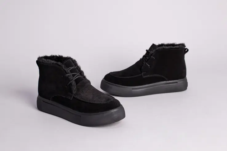 Ботинки женские замшевые черные на шнурках зимние фото 7 — интернет-магазин Tapok