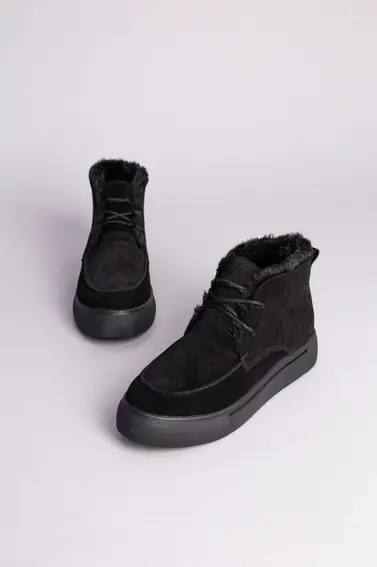 Ботинки женские замшевые черные на шнурках зимние фото 8 — интернет-магазин Tapok