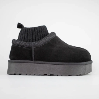 Угги жіночі замш хутро 593410 Чорні