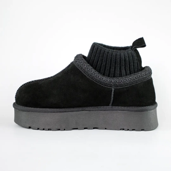 Угги жіночі замш хутро 593410 Чорні фото 3 — інтернет-магазин Tapok