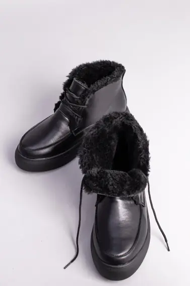 Ботинки женские кожаные черные на шнурках зимние фото 9 — интернет-магазин Tapok