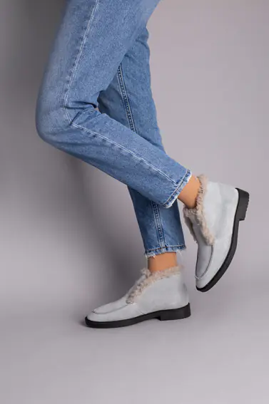 Женские замшевые ботинки серые фото 3 — интернет-магазин Tapok