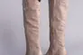 Сапоги женские кожаные бежевого цвета на небольшом каблуке на байке Фото 7