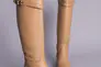 Сапоги женские кожаные песочного цвета с ремешком без каблука зимние Фото 6