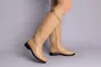 Сапоги женские кожаные песочного цвета с ремешком без каблука зимние Фото 9