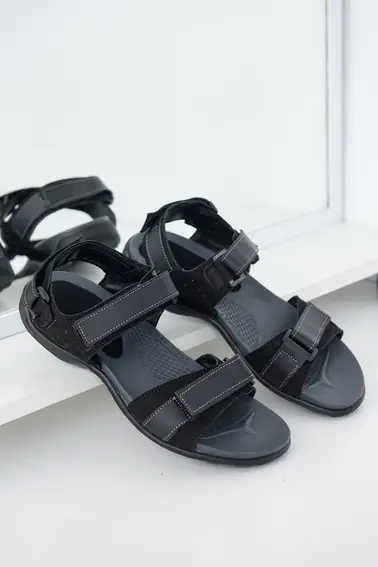 Мужские сандали нубуковые летние черные Monster Biom Е-черн фото 1 — интернет-магазин Tapok