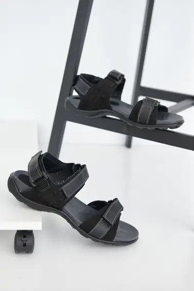 Чоловічі сандалі нубукові літні чорні Monster Biom Е-черн фото 2 — інтернет-магазин Tapok