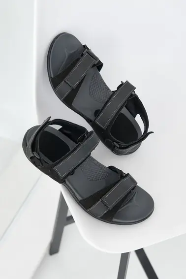Чоловічі сандалі нубукові літні чорні Monster Biom Е-черн фото 4 — інтернет-магазин Tapok